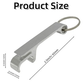 ZHANGBY 50 Pack Metal Bottle Opener Keychain Bulk, Portable Beer and Soda Opener (Silver)