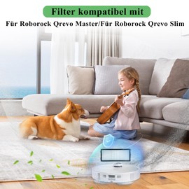 Bibemorol HEPA-Filter nur passend kompatibel mit Roborock Qrevo Master/Qrevo Slim Saugroboter, nicht f??r Roborock andere Modelle Saugroboter Ersatzteilfilter Waschbarer Filter 8 St??ck
