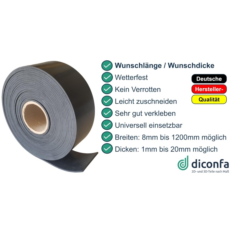 diconfa Rubber Strip Width 120 mm (12 cm) – Thickness