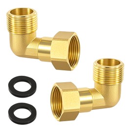 Brass movable screw connection, 2 pieces angle 90° 3/4 inch IG/AG screw connection made of brass, DN20 90 degree angle fitting for water installations and central heating systems