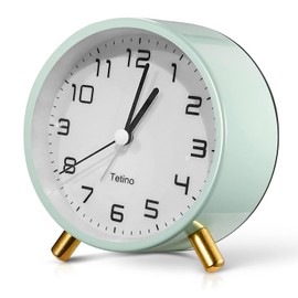 Alarm Clock for Bedroom,Loud Analog Clock with Silent Non-Ticking,Voice Controlled Light,Small Clock for Kids,Teens,Seniors,Decor,Bathroom,Living Room,Bedside,Desk,Shelf,Kitchen,Travel. (Green)