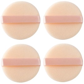 YOYOSOFT Pressed Powder Puff 2.2 inches (5.5 cm) Diameter Powder Puff Round, Thin Flocky Puff, Replacement Puff, Thickness 0.3 inches (7 mm) Puff Makeup, Makeup Puff, Set of 4, Orange)