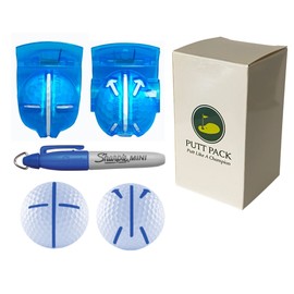 The PUTT PACK Double Pack - Putting & Tee Shot Golf Ball Alignment Tool with Mini Sharpie Pen - Golf Ball Line Marker Tool, Golf Ball Liner, Essential Golf Equipment for Marking Up Your Golf Balls