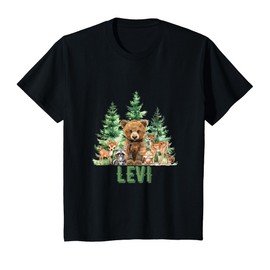 Kids Woodland Forest Animals Bear Deer LEVI T-Shirt