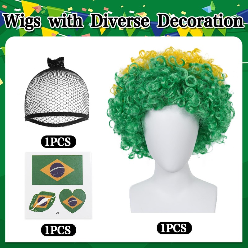 JoneTing 2026 Green Yellow and Blue Wig for Men Short