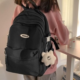 BILIPOPX Kawaii Backpack with Cute Accessories Aesthetic 15.6 Inch Laptop Backpack Pendant (Black)