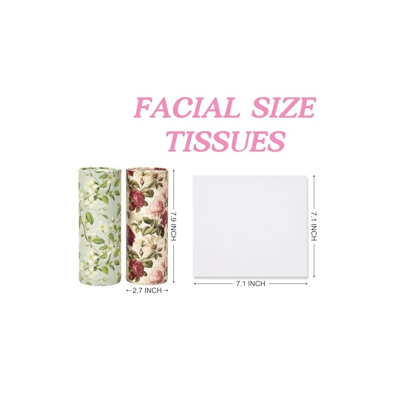 4pack Car Tissues Holder with Facial Tissues Vintage Rose Peony