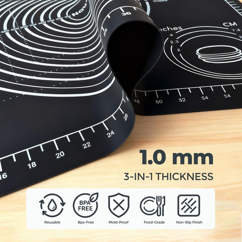 Nauvora Extra Large Baking Mat - 28" Silicone Pastry Mat,