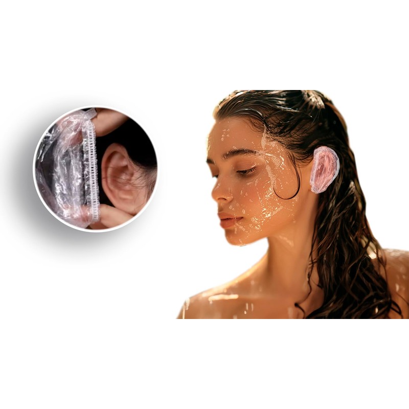 200 Pack Shower, Bathing,Ear Covers Clear Disposable Ear Protectors Waterproof