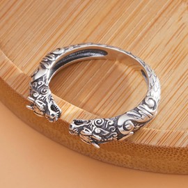 HLMIN Double Dragon Ring 348, Zinc, No Gemstone