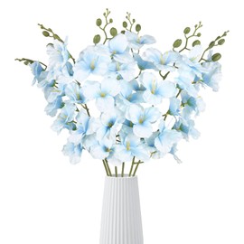 Riyuwal Artificial Light Blue Gladiolus Flowers 6pcs Fake Gladiolus Flowers 38.2inch Faux Silk Orchid for Tall Vase Home Wedding Table Centerpieces Party Decor(Light Blue)