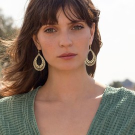 Teppdfann Gold Teardrop Earrings for Women – Intricate Filigree Drop Earrings with Openwork Design, Elegant Gold Dangle Earrings Lightweight Gold Boho Jewelry for Everyday & Special Occasions