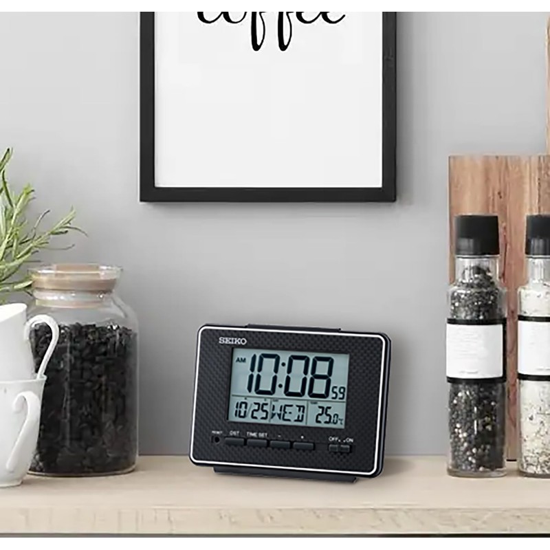 SEIKO Easton Digital Everything Alarm Clock, Black
