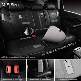 CAR PASS Nappa Leather Back Seat Cover, Waterproof Bench Rear Seat Cover, Breathable Back Row Protector Luxury Cushioned, XL-L-M Size Universal Fit for Cars SUV Pick-up Truck Sedan(Black Charcoal)