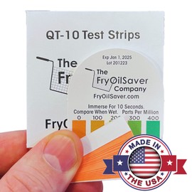 Steramine Quat Test Strips for Food Service by FryOilSaver Co., 32x Litmus Paper Strip & 30x QT-10 Test Strips Measures 0-400 PPM, Color Chart for Testing Steramine Quaternary Tab Sanitizing Solutions