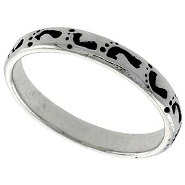 Sterling Silver Footprints In The Sand Stackable Ring for Women 1/8 inch size 9