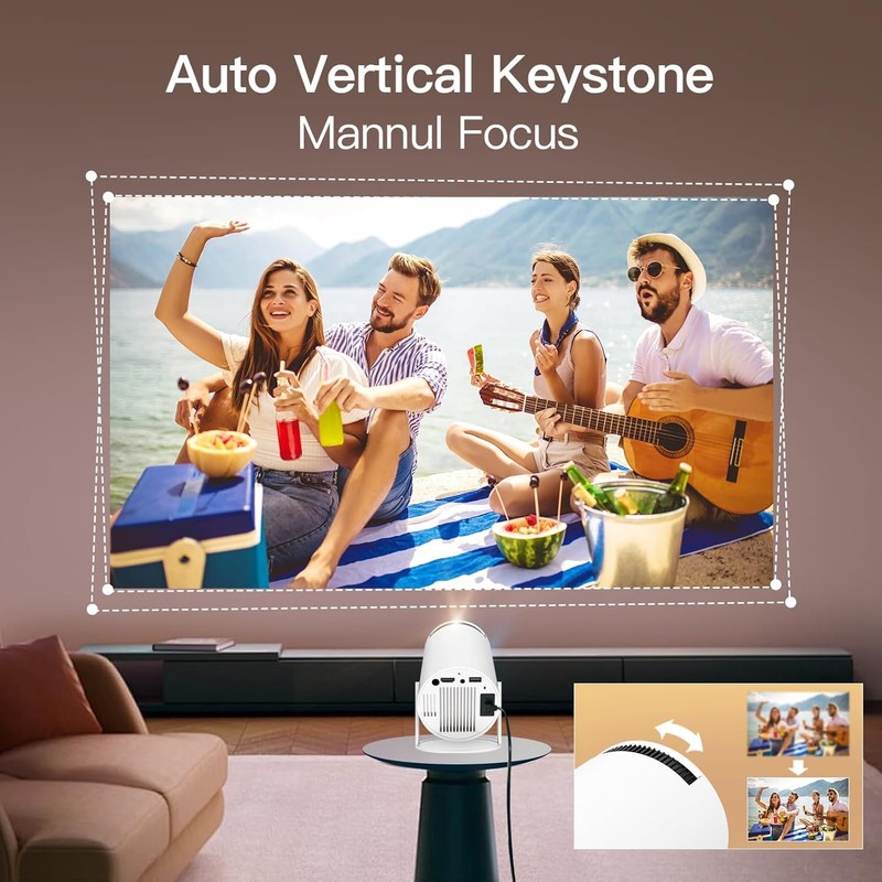 [Built-in Apps] Mini Projector with WIFI 6 and Bluetooth, 4K