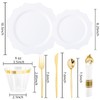 COLOSUS 350pcs White Plastic Plates Disposable Gold Cutlery Dinnerware set