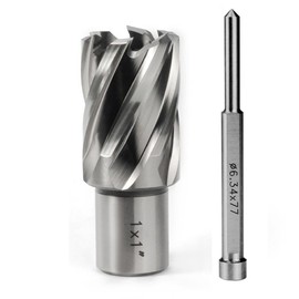 OSCARBIDE 1"x1"Annular Cutter,3/4 inch Weldon Shank,1 inch Cutting Diameter,1 inch Depth of Cut,2 Flat Mag Drill Bit with Pilot Pin for Magnetic Drill Press,1 Piece