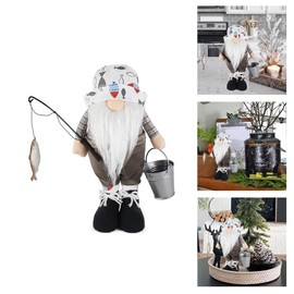 TQUXNGA Angel-Gartenstatue mit Angelhaken und Eimer, handgefertigt, Skandinavier, Tomtes, Zwerge, Bauernhäuser, Dekorationen