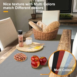 Rinpon Waterproof Wipeable Table Runner, Thick Farmhouse Table Runner, Dresser Runner, Rustic Table Runner for Kitchen Dining Room, Bedroom, Living Room, Indoor and Outdoor (48'', Grey)