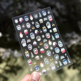 Christmas Snowflake Nail Stickers for Nail Art - Winter Nail Art Stickers Lgloo Lights 5D Embossed Nail Decals Self-Adhesive Nails Supply Manicure Sliders Snowman Sticker for Nails Decoration