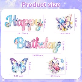 YQWIN Butterfly Banner Butterfly Party Decorations Butterfly Birthday Banner Butterfly Garland Happy Birthday Banner Butterfly Hanging Decorations for Fairy Garden Party Butterfly Birthday Decorations