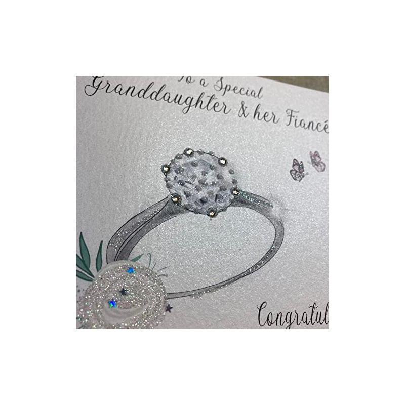 White Cotton Cards GRANDDAUGHTER & FIANCE - RING ENGAGEMENT CARD,