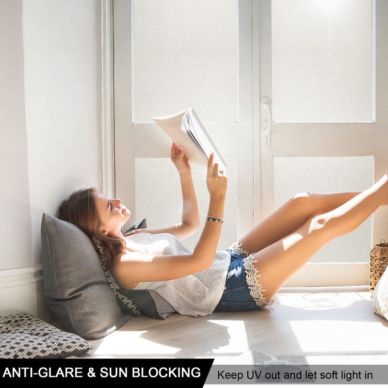 48 X 157.5inch Frosted Glass Window Film, Shackcom Bathroom Window