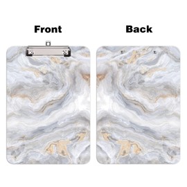 Hongri Plastic Clipboard, Standard A4 Letter Size for Students, Teacher, Woman and Kids, Low Profile Clip, Decorative Clipboards, Cute Clipboard Custom Pattern, Size 9" x 12.5", Rippled Marble
