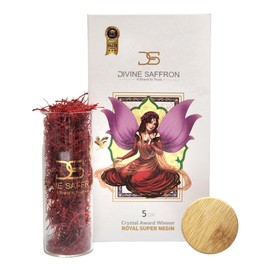 Divine Saffron gift box Award Winner Finest Pure Premium All Red Saffron Threads, Grade A+ Royal Super Negin Non-GMO Verified. For Tea, Paella, Rice, Desserts, Golden Milk and Risotto (5 Grams)