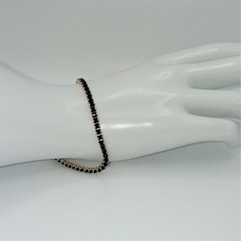 Tennis Bracelet for Woman - Green and Black Bead Design Jewelry Accessory:_Black