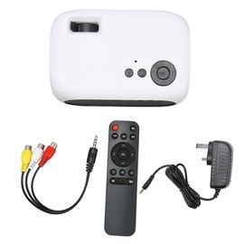 M24 Mini Portable Projector Multifunction 360 Degree Surround Sound Home Theater Video Projector 100‑240V White UK Plug