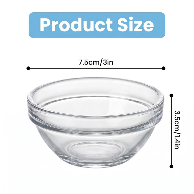 Bgtecho 8Pcs Small Glass Bowls, 3in 2.5oz Glass Pinch Bowl