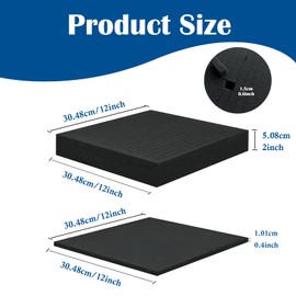 4 Pcs Pick and Pluck Foam 12 x 12 Inch, 2 Sizes Foam Inserts For Cases, Gun Case Polyurethane Foam Sheet for Toolbox, Storage Drawer,Game Box, Crafts (2Pack 12"x12"x2", 2Pack 12"x12"x0.4")