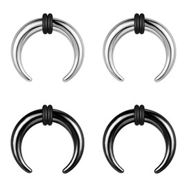 BodyAce 2Pairs Buffalo Ear Taper Kit, 2-12G Septum Pincher Tapers C Shape Nose Jewellery, Black Stretching Ear Piercing Expanded Septum Ring with O-Rings [12G(2mm)]