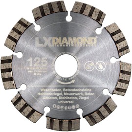 LXDIAMOND Diamond Cutting Disc 125 mm x 22.23 mm Premium Laser Diamond Disc Concrete Disc for Stone Concrete Reinforced Concrete Universal Suitable for Stone Saw Cutting Grinder Motorflex Joint Cutter