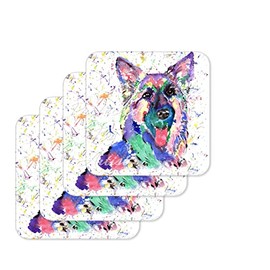 Coaster German Shepherd Dog Pet Animals Coasters Watercolour Art Gift Work Office Dining Tea coffee (4)