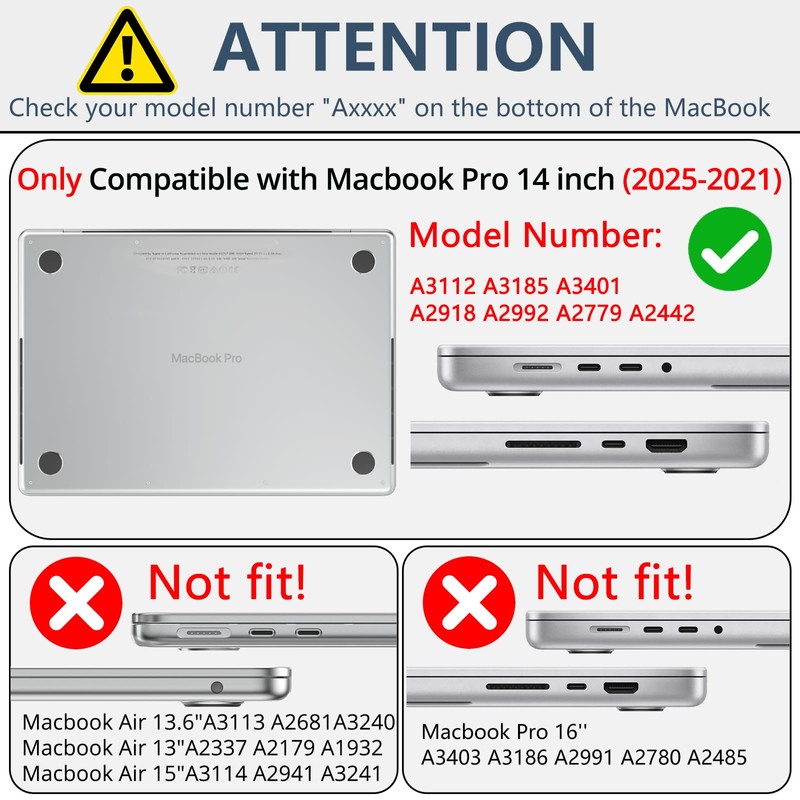 AKIT Compatible with MacBook Pro 14 inch Case Sparkly 2025-2021