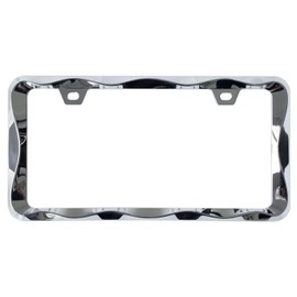 Creathome 3D Curly Wave Pattern Chrome License Plate Frame from Pure Zinc Alloy Metal