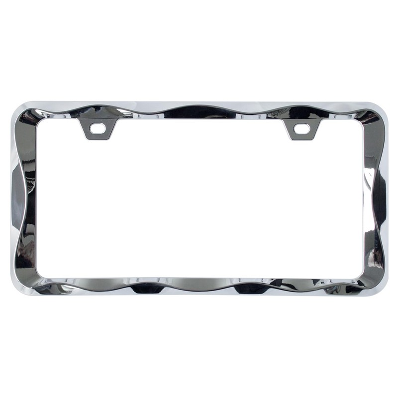 Creathome 3D Curly Wave Pattern Chrome License Plate Frame from
