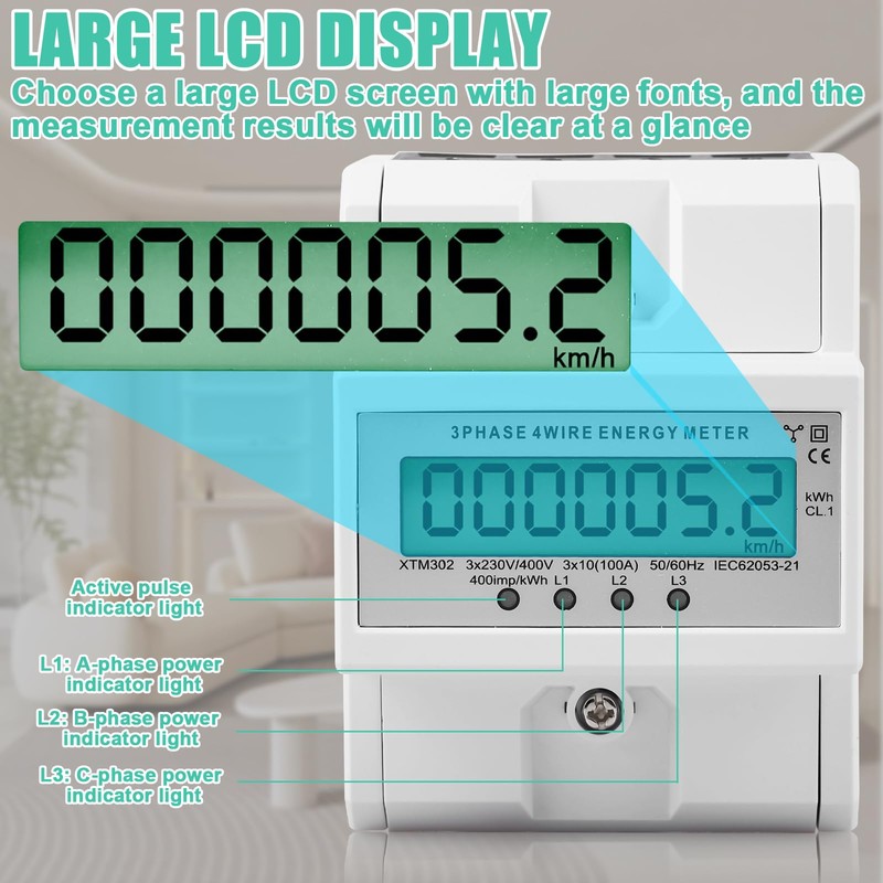 3 Phase Electricity Meter, 100 A Three-Phase Meter, Calibrated Electricity