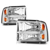 [Pair] Factory Style Headlights Assembly Compatible with 99-04 Ford F250