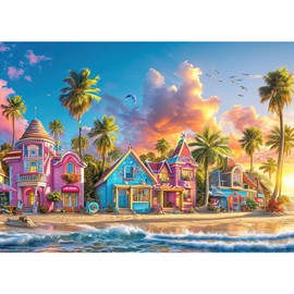 HUADADA Jigsaw Puzzles for Adults 1000 Pieces jigsaw puzzles 1000 Piece for adults Educational Games Home Decoration Puzzles (Colourful Pleasure Coast)