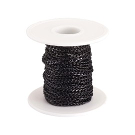 32.8 Feet 304 Stainless Steel Curb Chains Electrophoresis Black Unwelded Sturdy Twisted Necklace Cable Chain Link 3mm with Spool for DIY Bracelet Necklace Jewelry Crafts Making …