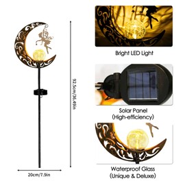 Moon Solar Lights Garden Decoration Patio Decoration, Elf/Flower Fairy Waterproof Solar Light, Garden Decoration for Outdoors, Outdoor Solar Lamp for Outdoors, Decorative Lights Balcony, for Walkway