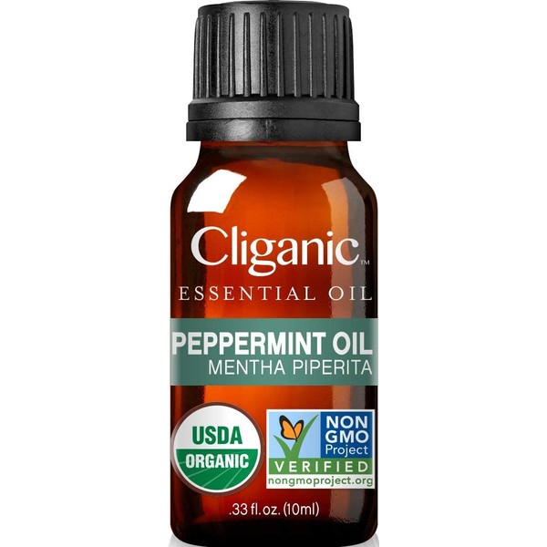 Cliganic USDA Organic Peppermint Essential Oil, 100% Pure Natural Undiluted, for Aromatherapy | Non-GMO Verified