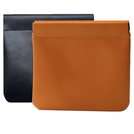 Toyosport 2PCS Small Makeup Bag for Purse, Waterproof Mini Makeup Bag, Snap Closure Comestic Bag, Small Makeup Pouch for Women, Black and Caramel