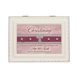 Cottage Garden Christening You are a Special Child Ivory Rope Trim Jewelry Music Box Plays Jesus Loves Me