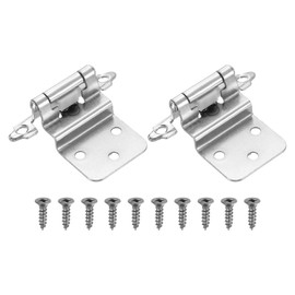 uxcell 2 Pack Self Closing Cabinet Hinges, 3/8" Overlay Cabinet Door Hinges Inset Kitchen for Flush Mount Kitchen Door, White Nickel